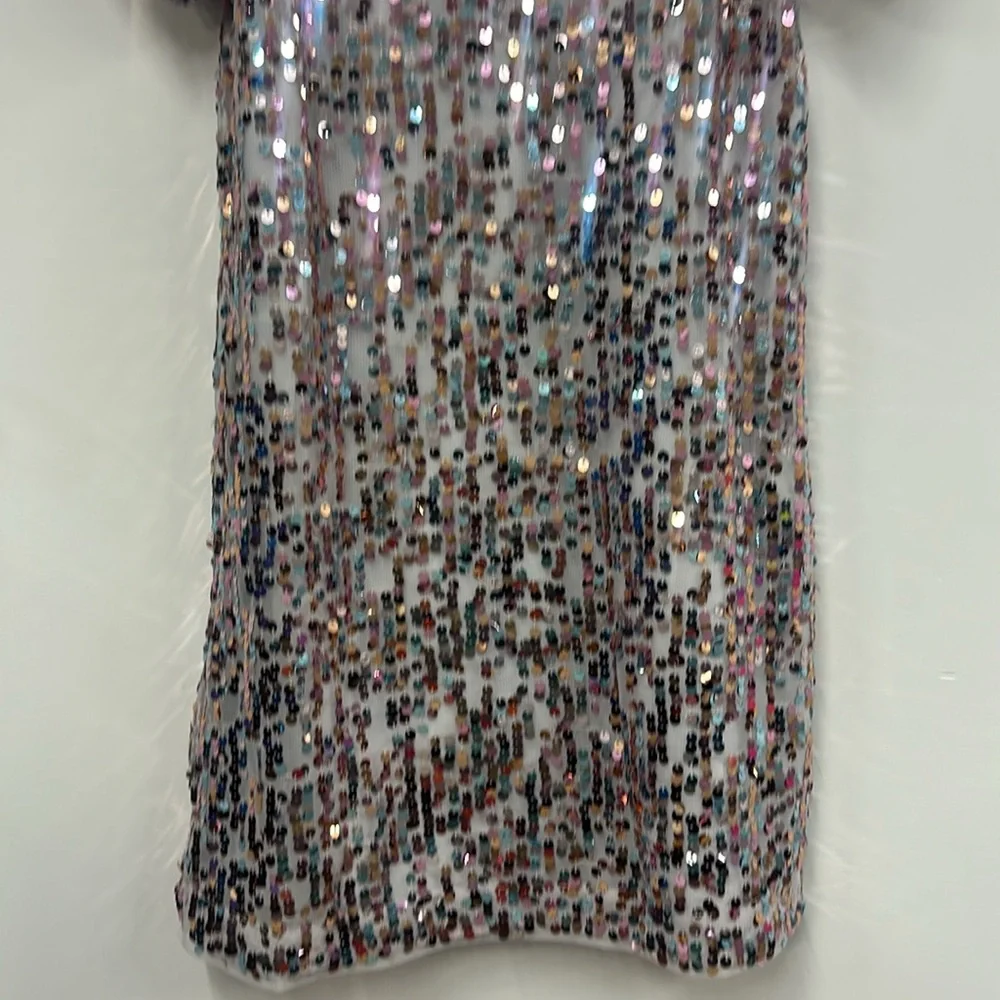Gap kids multi color sequin short sleeve dress L